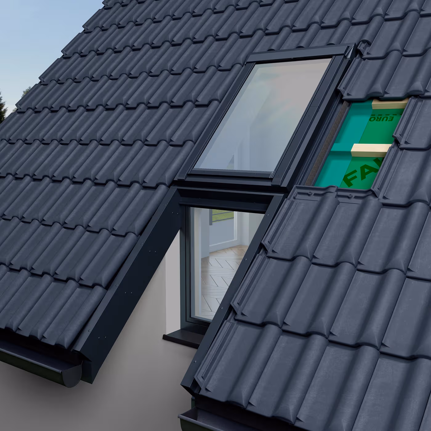 Verbindung eines Dachfensters mit einem Kniestockfenster
