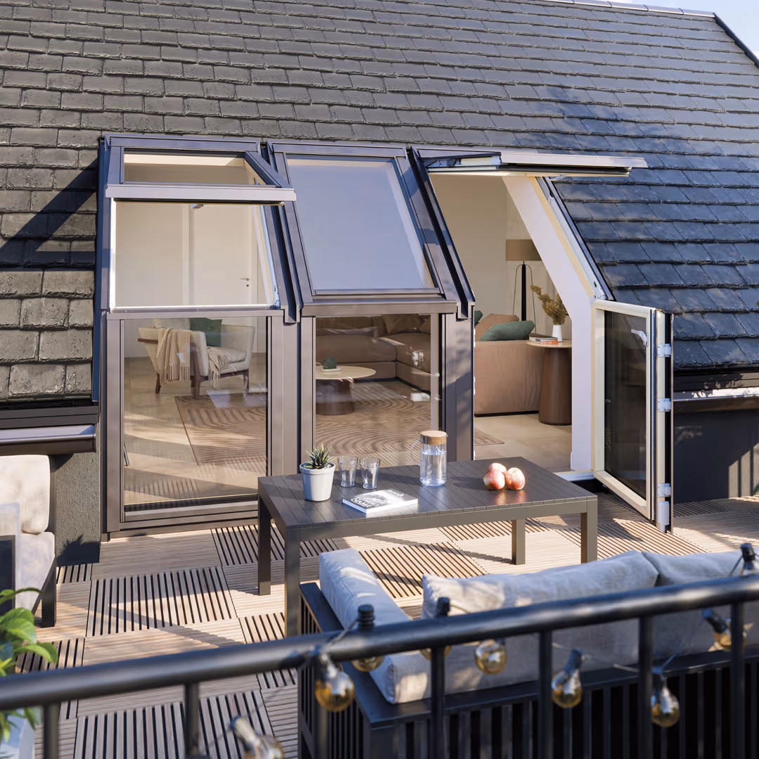 Geöffneter Terrassenausstieg